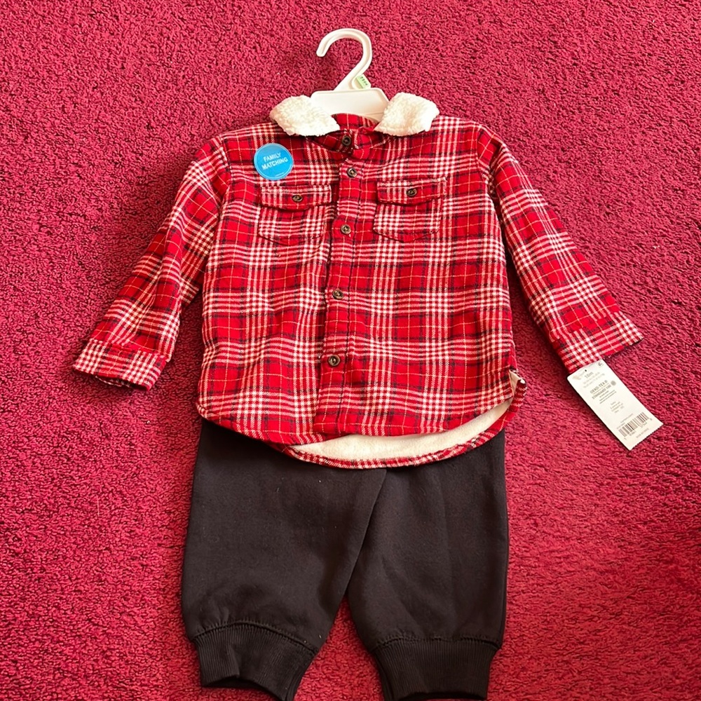 Baby boy plaid outfit. 18 month